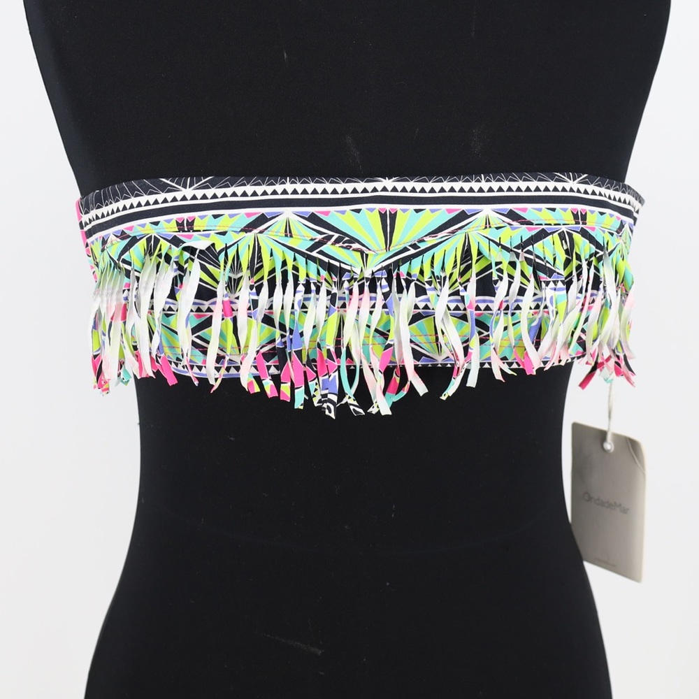 NWT‎ OndadeMar Zenega Fringe Bandeau Bikini Top